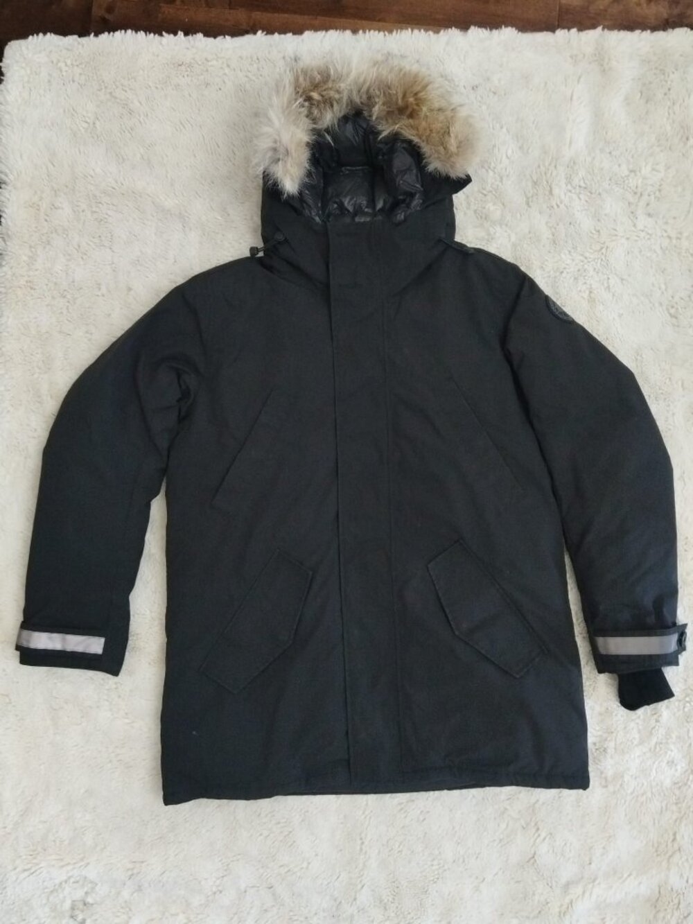 Canada Goose Black Label Emory Parka Men's XL Black Down Jacket Coyote Fur 3408M